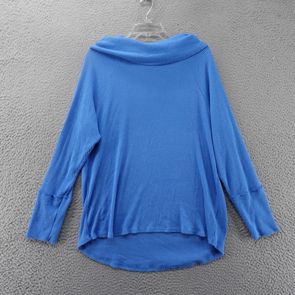 Caslon Womens Large Blue Ribbed Knit‎ Cowl Neck Top Long Sleeve NEW